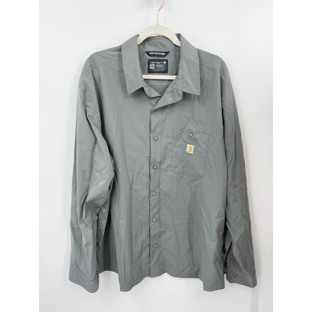 Carhartt Force Sun Defender Shirt Mens 2XL Gray Relaxed Fit 106552 Vent Back